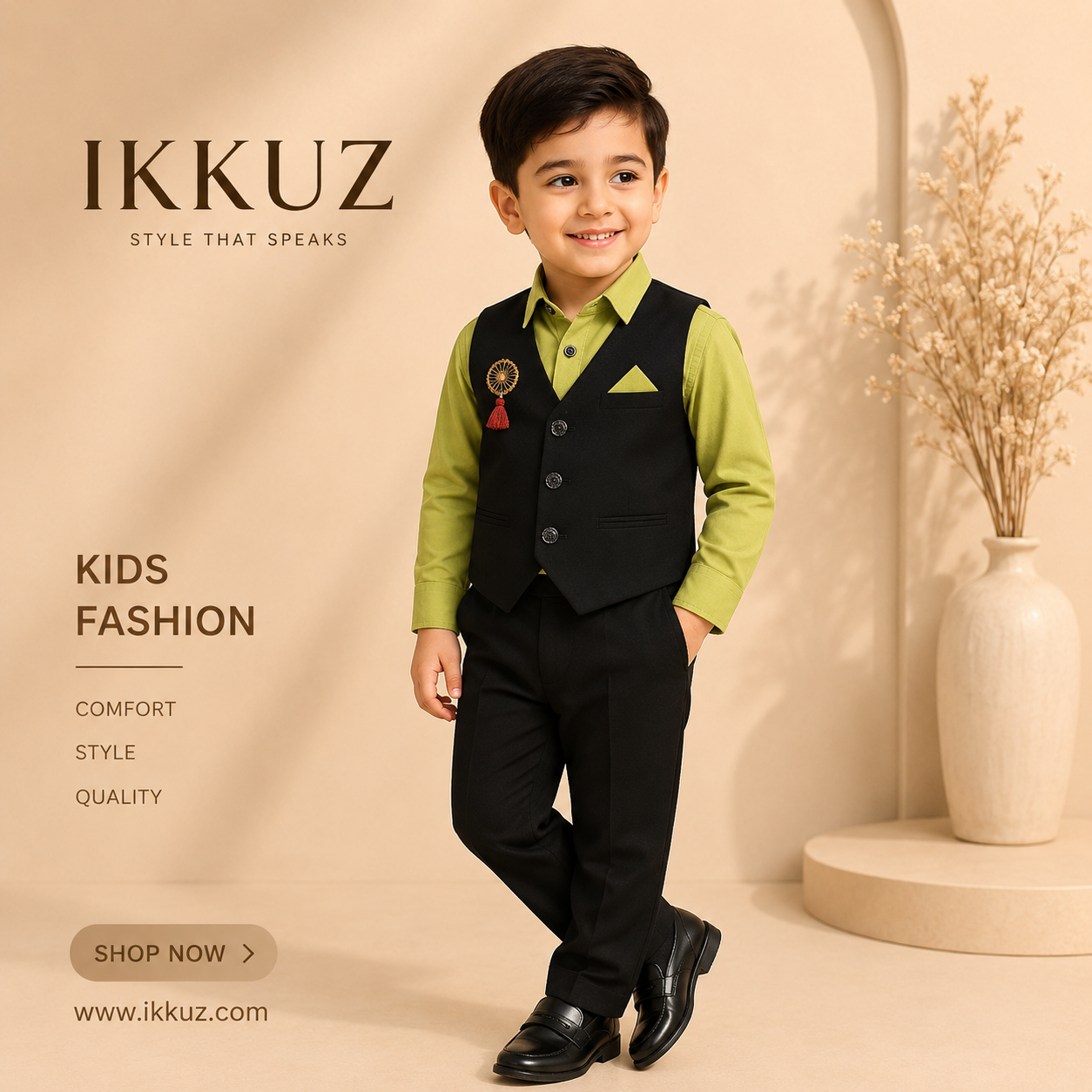 Royal Boys Premium 3-Piece Formal Suit Set – Shirt, Waistcoat &amp; Pant