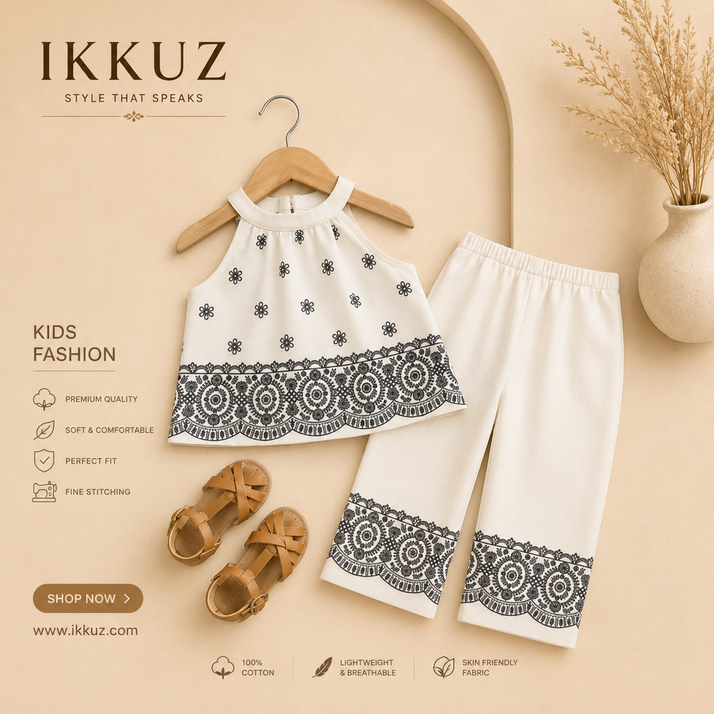 Blossom Grace Baby Girls Premium Cotton Co-ord Set – Floral Top &amp; Pants