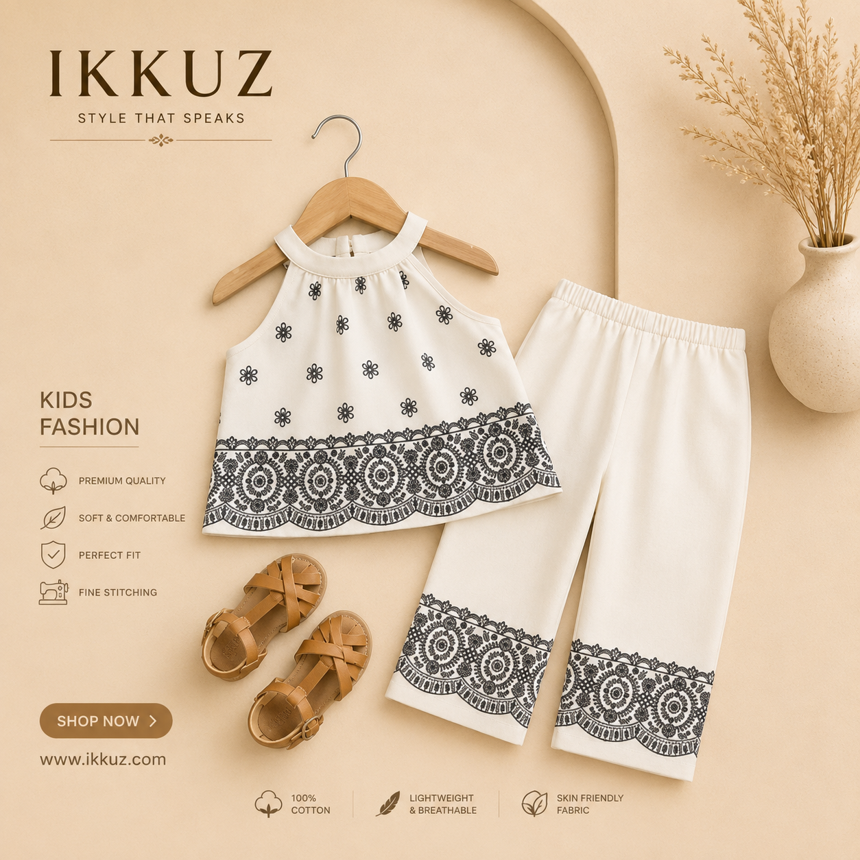 Blossom Grace Baby Girls Premium Cotton Co-ord Set – Floral Top &amp; Pants