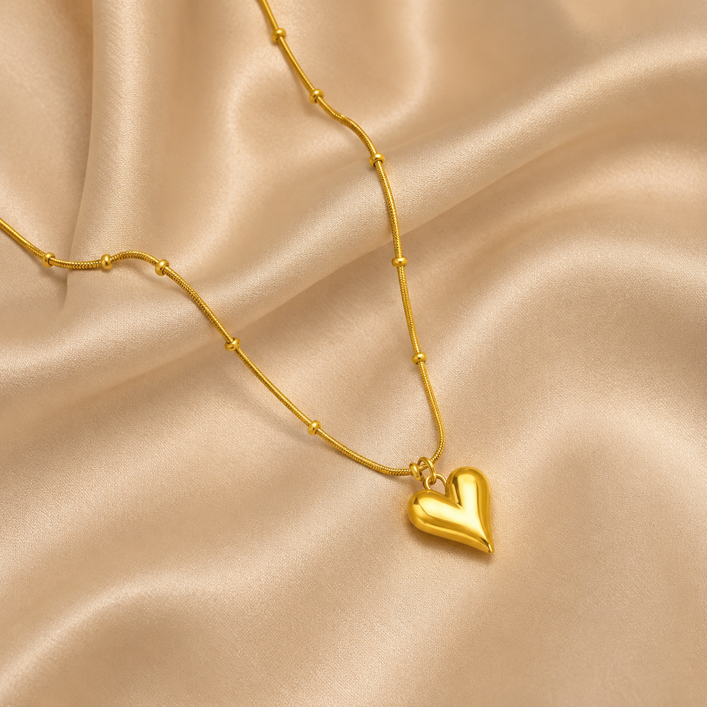 Luxe Heart Gold-Plated Stainless Steel Pendant Chain for Women &amp; Girls