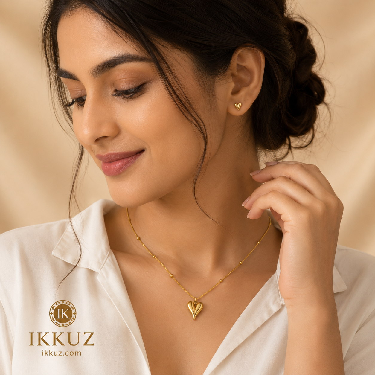 Luxe Heart Gold-Plated Stainless Steel Pendant Chain for Women &amp; Girls