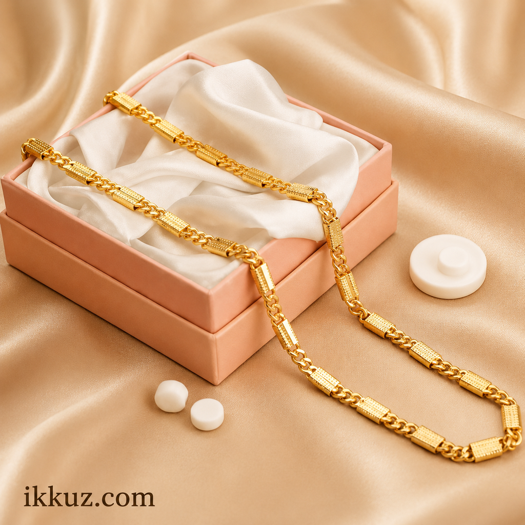 Elegant Micro Gold Plated Fancy Chain for Women &amp; Men | 24 Inch Lightweight Fashion Necklace | Premium Alloy Daily Wear Chain