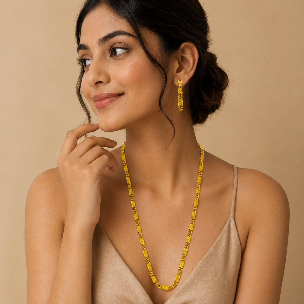 Elegant Micro Gold Plated Fancy Chain for Women &amp; Men | 24 Inch Lightweight Fashion Necklace | Premium Alloy Daily Wear Chain
