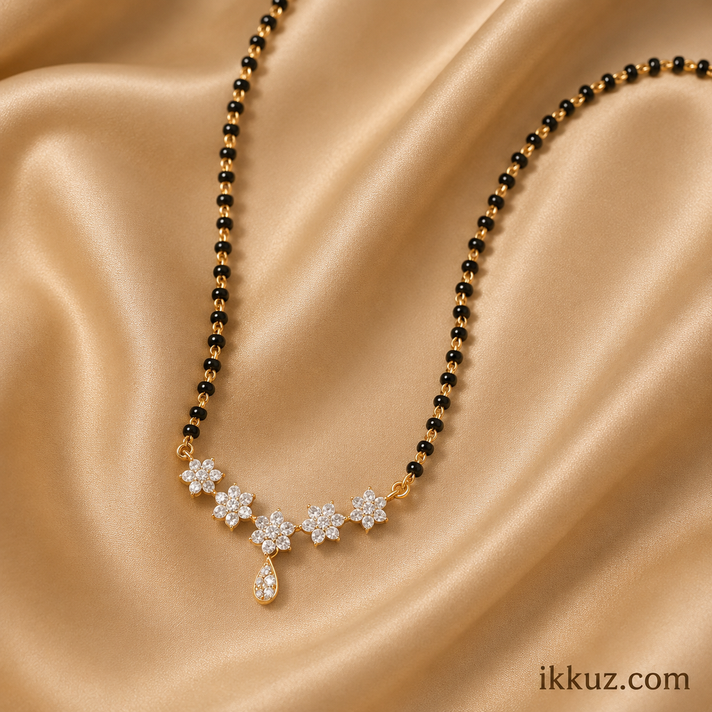 Elegant CZ Floral Mangalsutra for Women | Gold Plated Single Strand Artificial Mangalsutra