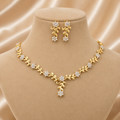 Aurora Rose Gold AD Brass Necklace &amp; Earrings Set for Women &amp; Girl