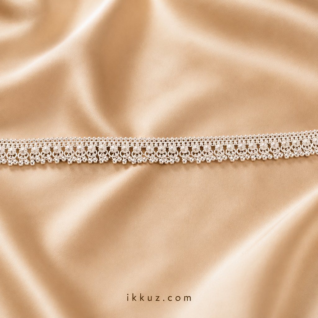 Traditional Silver Plated Adjustable Anklet for Women &amp; Girls | 10 Inch Chain Payal