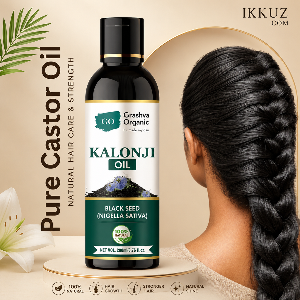 Grashva Organic Cold-Pressed Kalonji Oil – Black Seed Hair &amp; Skin Oil 100ml