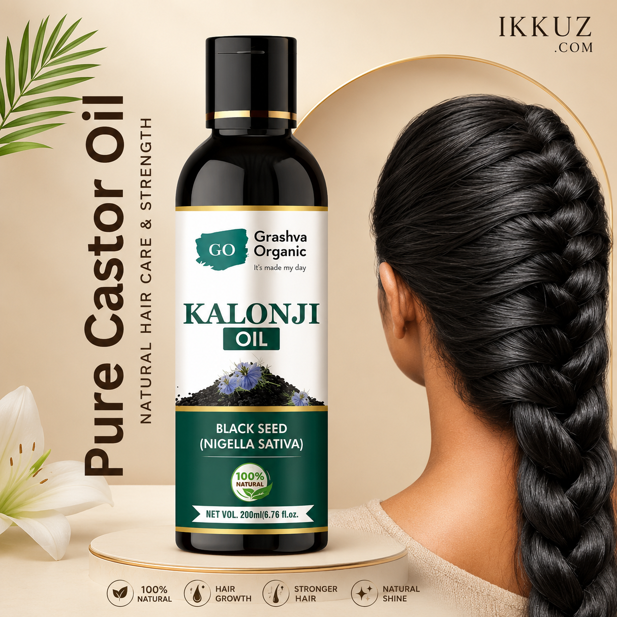 Grashva Organic Cold-Pressed Kalonji Oil – Black Seed Hair &amp; Skin Oil 100ml