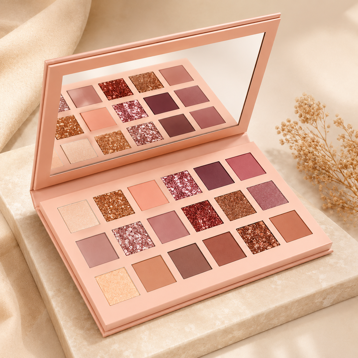 GLAMBLUSH BlushSkin 18 Colors Nude Eyeshadow Palette | Highly Pigmented Matte &amp; Shimmer | Long Lasting Professional Eye Makeup | 18g