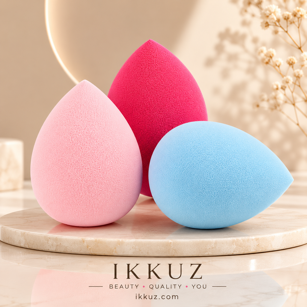 Premium Beauty Blender Sponge Set – 3 Pcs Makeup Sponge Kit (2 Cut Sponges + 1 Classic Blender)