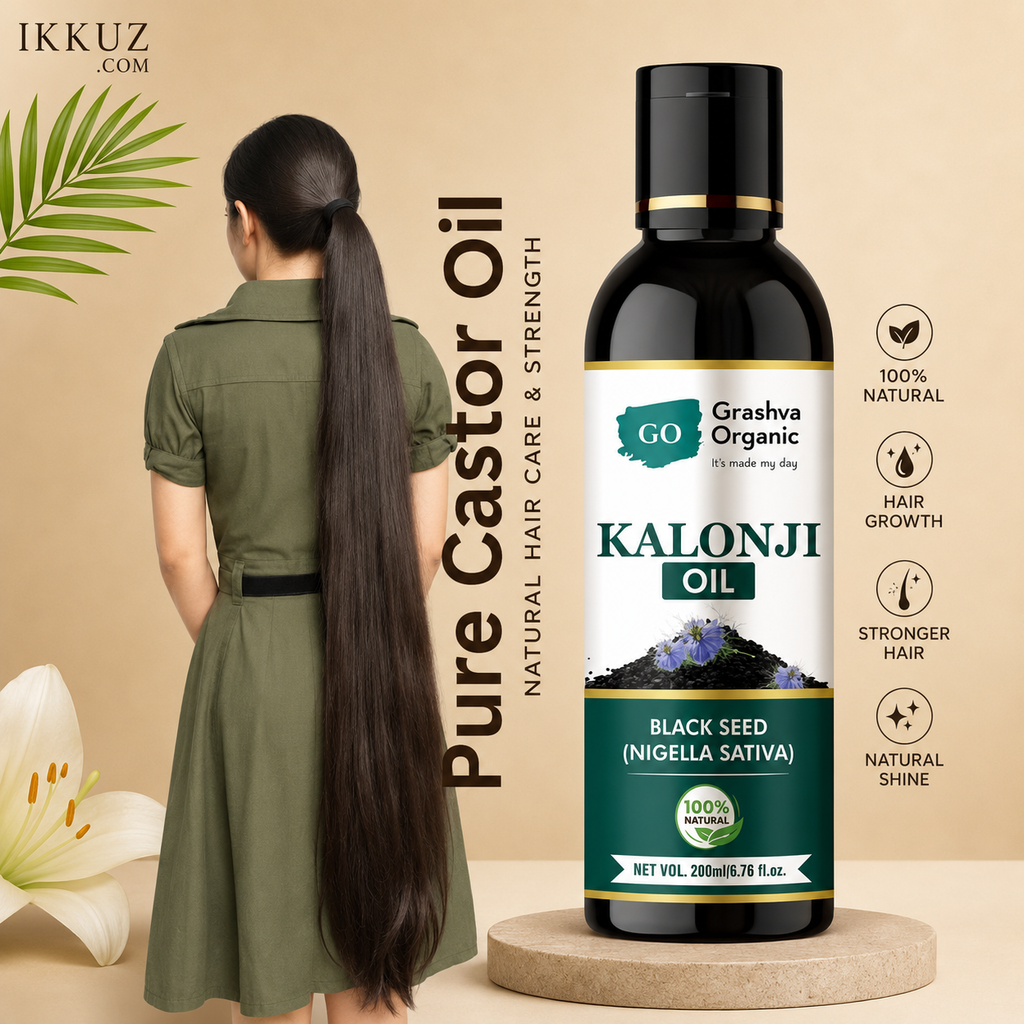 Grashva Organic Cold-Pressed Kalonji Oil – Black Seed Hair &amp; Skin Oil 100ml