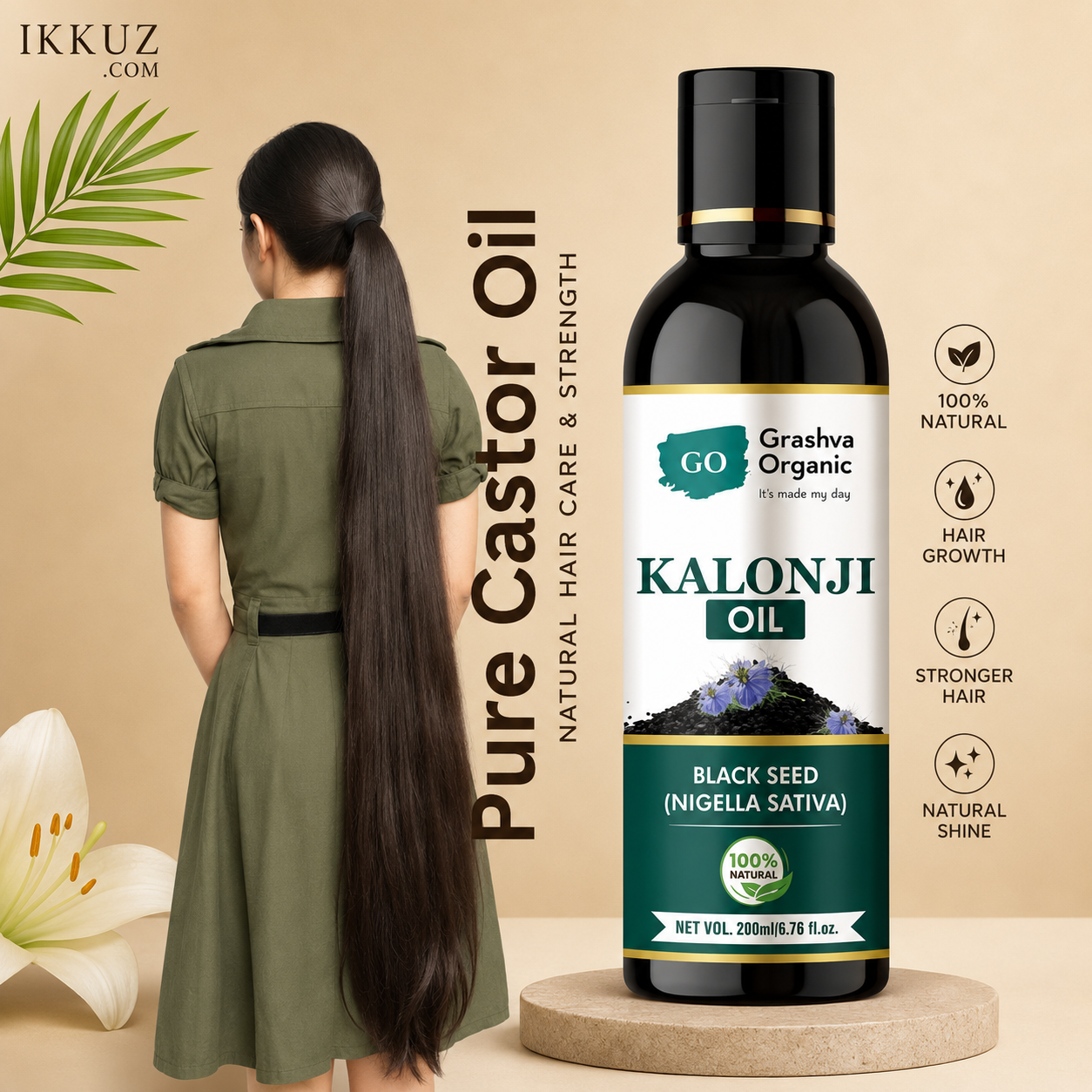 Grashva Organic Cold-Pressed Kalonji Oil – Black Seed Hair &amp; Skin Oil 100ml