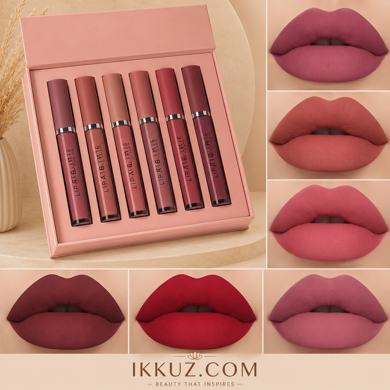 Beauty Luxe Velvet Matte Liquid Lipstick Set (Pack of 6)