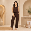 Women's Owl Print Sleeveless Maxi Dhoti Jumpsuit