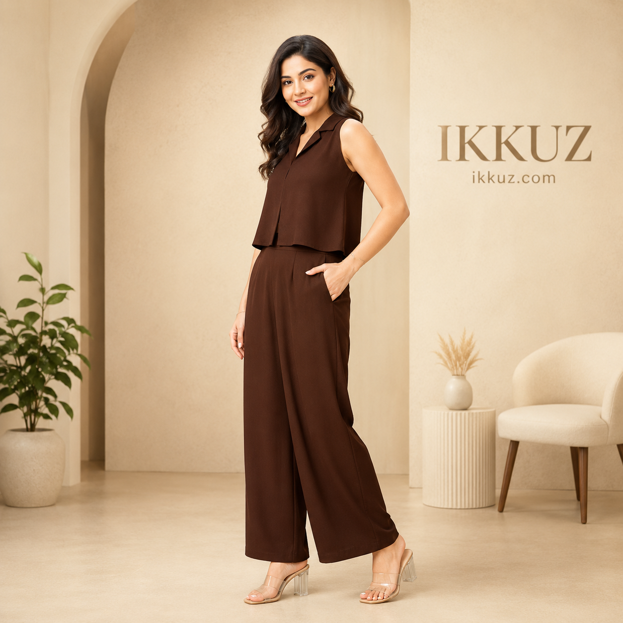 Women's Owl Print Sleeveless Maxi Dhoti Jumpsuit