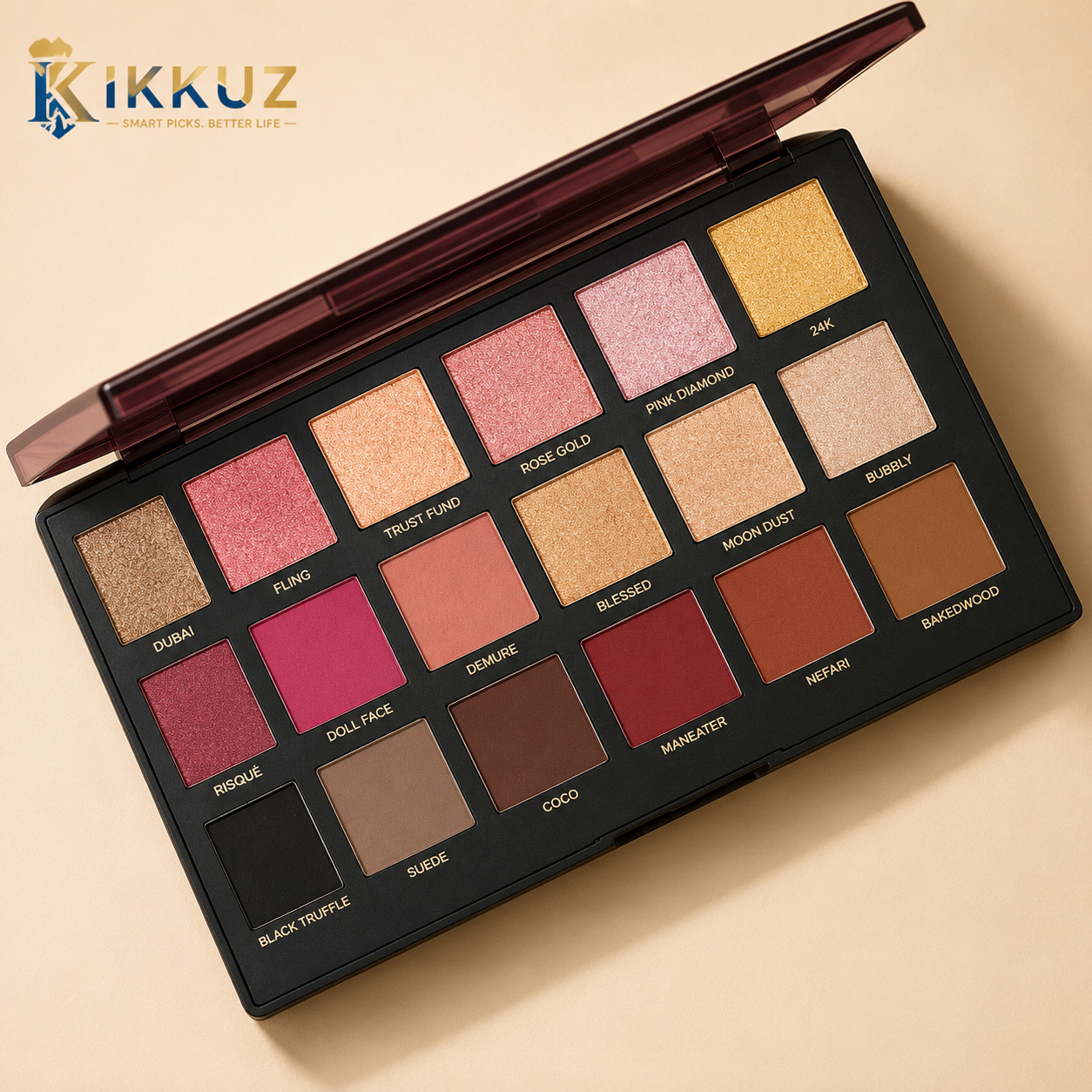 3-in-1 Rose Gold Eyeshadow Makeup Kit – 18 Color Eyeshadow Palette with 5-Piece Makeup Brush Set &amp; Beauty Sponge Puff | Professional Makeup Combo