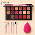 3-in-1 Rose Gold Eyeshadow Makeup Kit – 18 Color Eyeshadow Palette with 5-Piece Makeup Brush Set &amp; Beauty Sponge Puff | Professional Makeup Combo