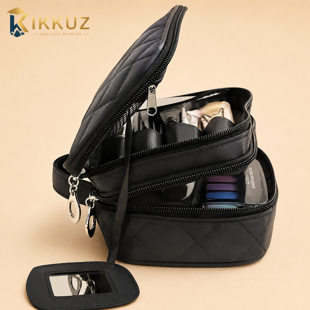 Waterproof Travel Toiletry Bag for Men &amp; Women – Large Capacity Cosmetic Makeup Organizer Case with Multi Compartments | Portable Travel Wash Pouch (Black)
