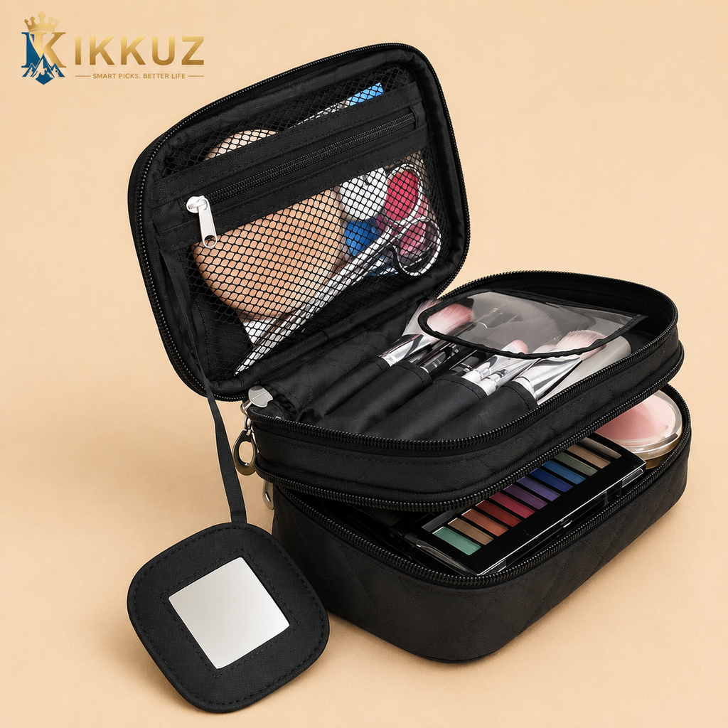 Waterproof Travel Toiletry Bag for Men &amp; Women – Large Capacity Cosmetic Makeup Organizer Case with Multi Compartments | Portable Travel Wash Pouch (Black)