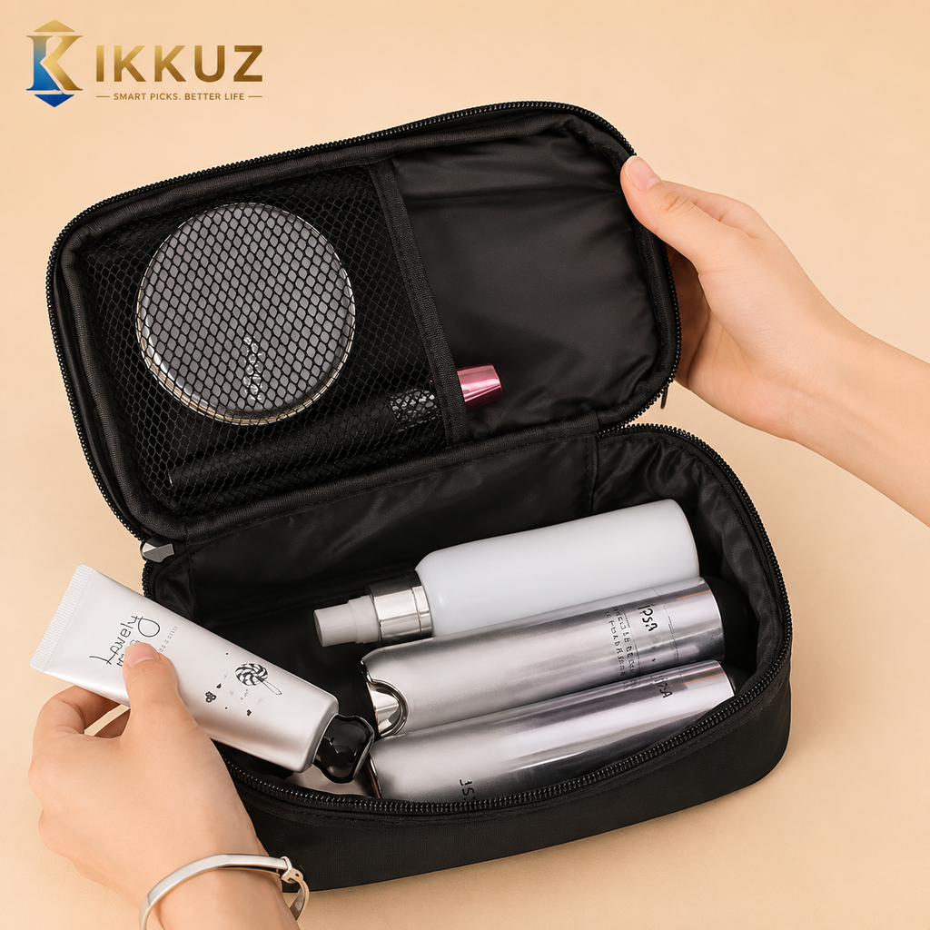 Waterproof Travel Toiletry Bag for Men &amp; Women – Large Capacity Cosmetic Makeup Organizer Case with Multi Compartments | Portable Travel Wash Pouch (Black)