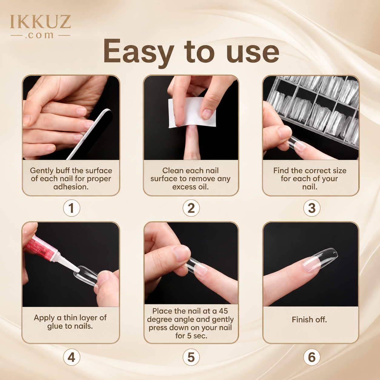 100 PCS Transparent Reusable Acrylic Nail Tips with Nail Glue – Full Cover Fake Nail Extension Set | Lightweight, Easy Apply &amp; Remove | Salon Finish