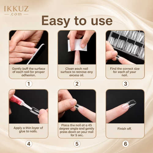 100 PCS Transparent Reusable Acrylic Nail Tips with Nail Glue – Full Cover Fake Nail Extension Set | Lightweight, Easy Apply &amp; Remove | Salon Finish