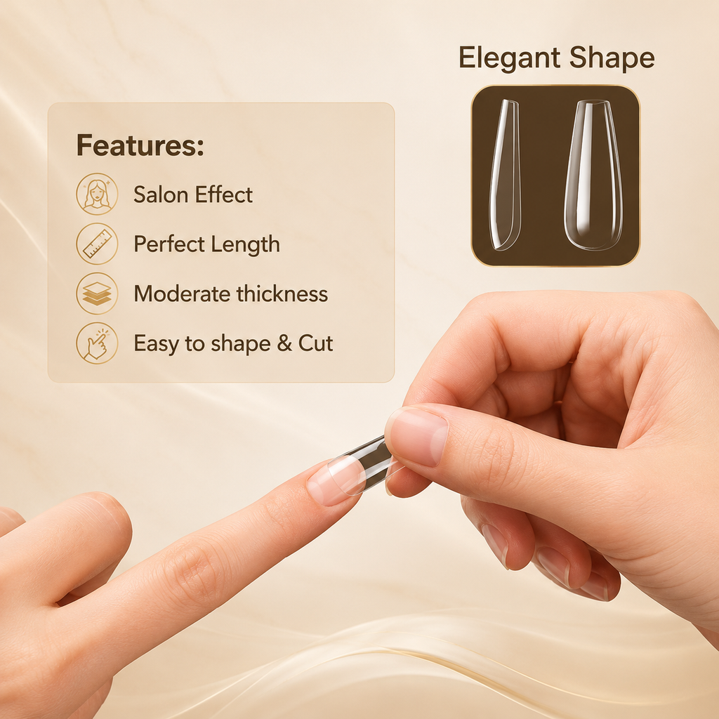 100 PCS Transparent Reusable Acrylic Nail Tips with Nail Glue – Full Cover Fake Nail Extension Set | Lightweight, Easy Apply &amp; Remove | Salon Finish