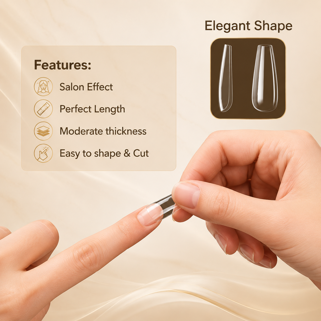 100 PCS Transparent Reusable Acrylic Nail Tips with Nail Glue – Full Cover Fake Nail Extension Set | Lightweight, Easy Apply &amp; Remove | Salon Finish