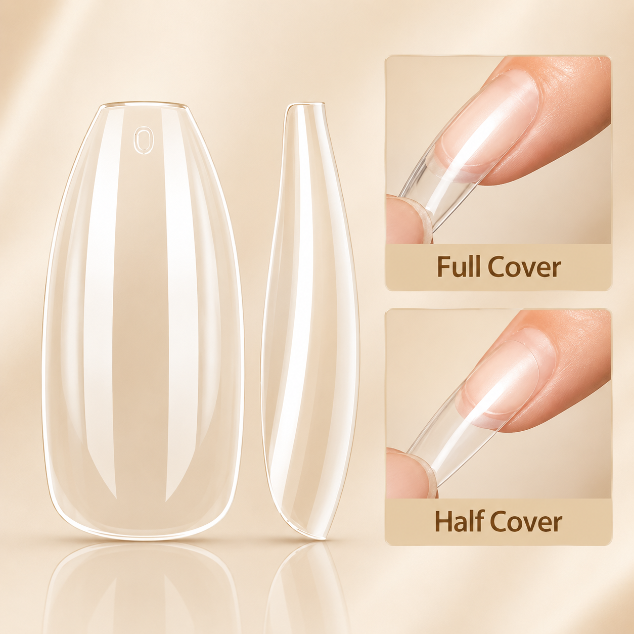 100 PCS Transparent Reusable Acrylic Nail Tips with Nail Glue – Full Cover Fake Nail Extension Set | Lightweight, Easy Apply &amp; Remove | Salon Finish