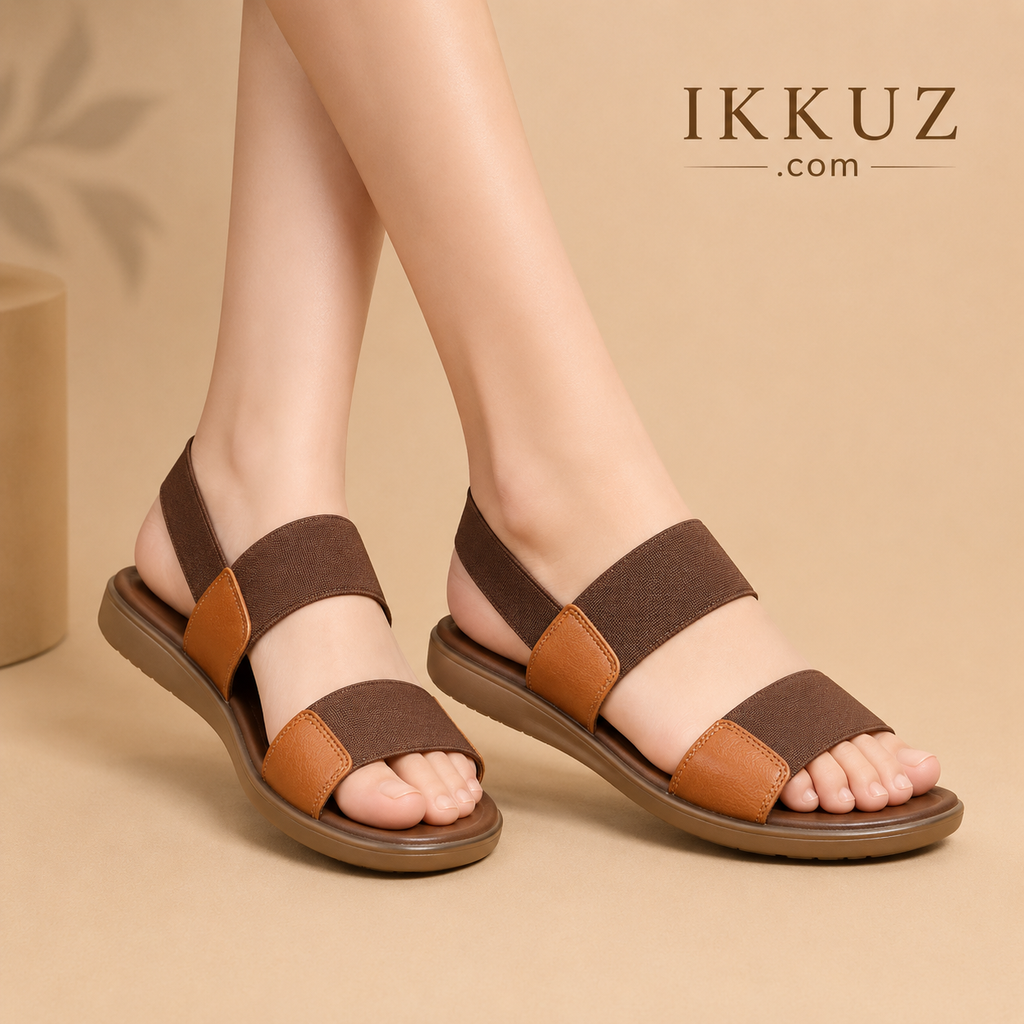 UrbanEase Women's Brown Open-Toe Comfort Sandals | Premium Casual Fashion Collection