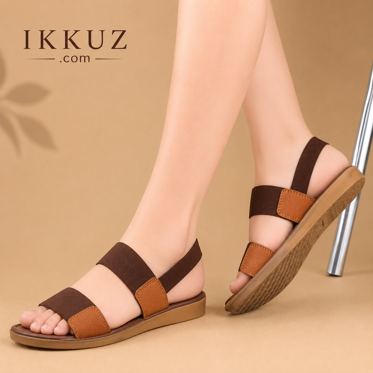 UrbanEase Women's Brown Open-Toe Comfort Sandals | Premium Casual Fashion Collection