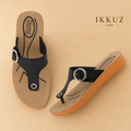 Comfort Air Cushion Orthopedic Women's Flip Flops | Soft PU Flats | Doctor Insole Casual Slippers | Black