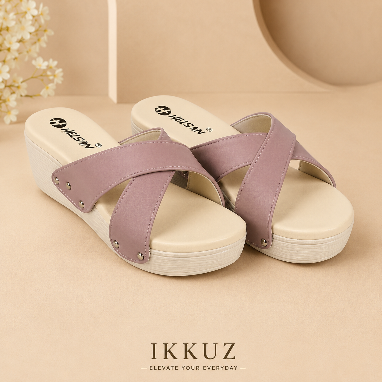 Elegance Women's Block Heel Sandals | Premium Synthetic Open Toe Casual Heels | Beige