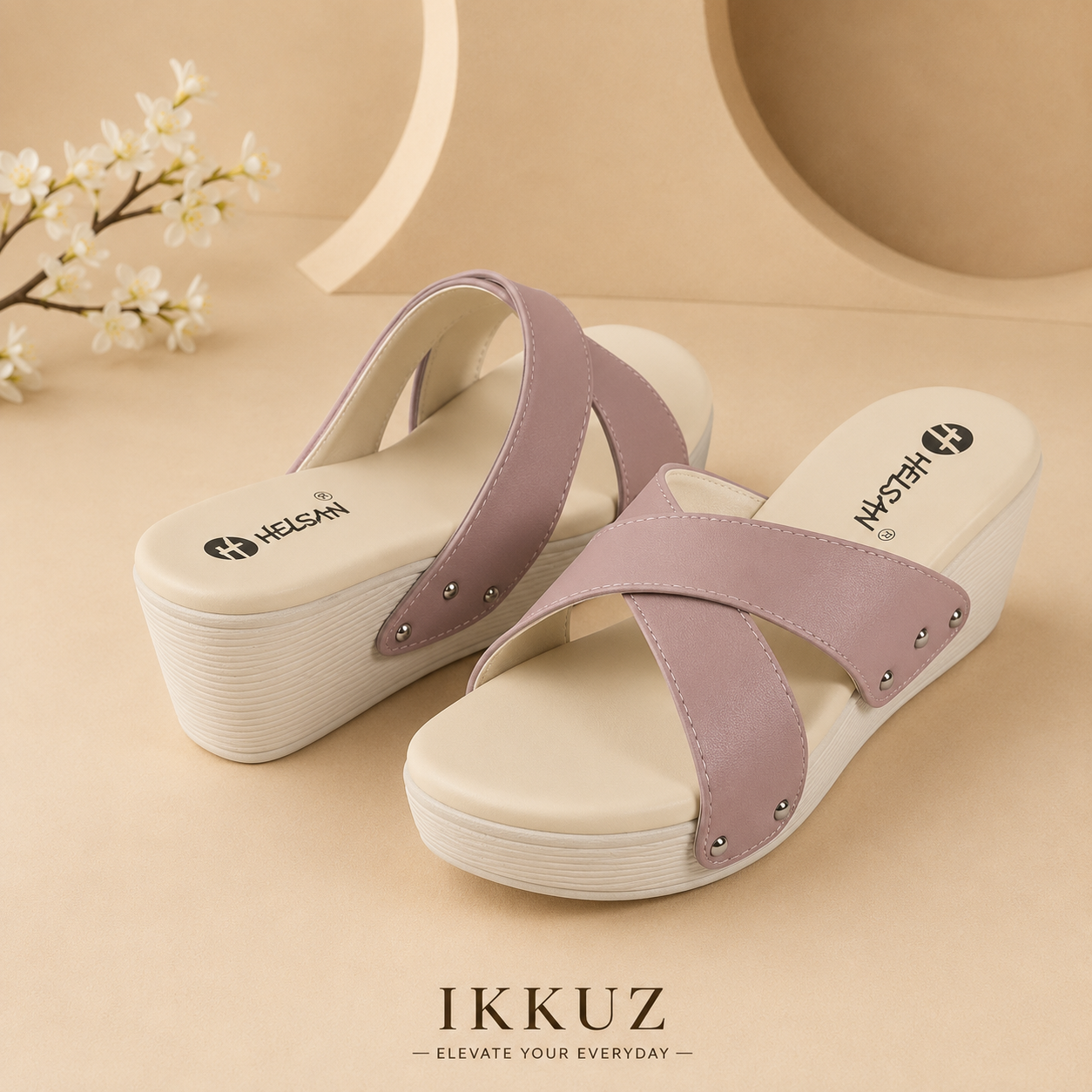 Elegance Women's Block Heel Sandals | Premium Synthetic Open Toe Casual Heels | Beige