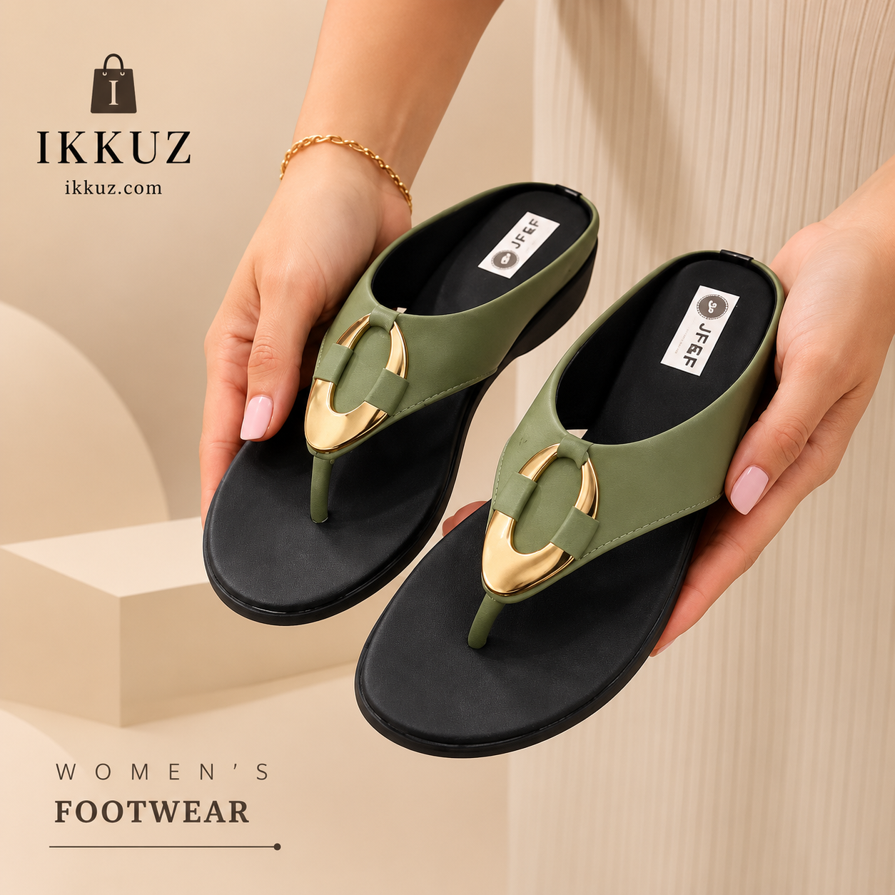 Luxe Olive Comfort Wedge Sandals for Women