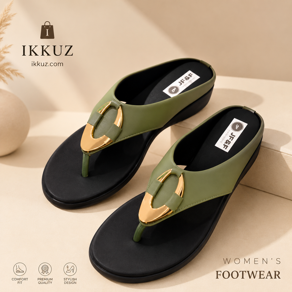 Luxe Olive Comfort Wedge Sandals for Women
