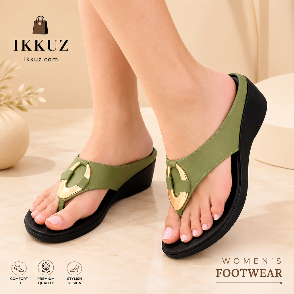 Luxe Olive Comfort Wedge Sandals for Women