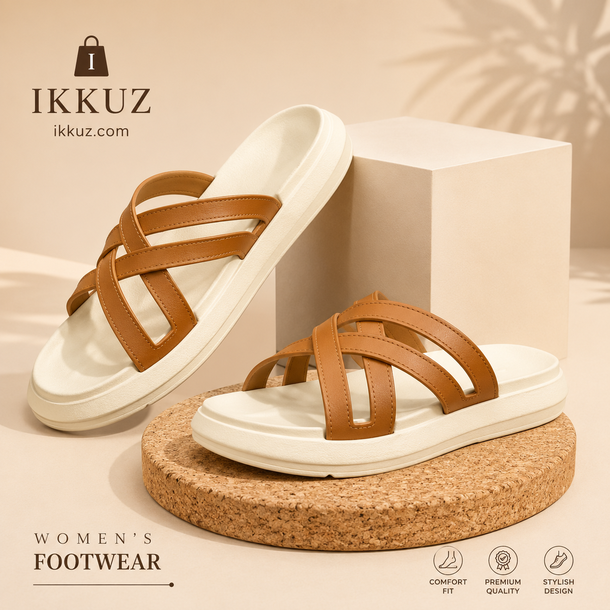 Women's UltraSoft EVA Cross Strap Slip-On Flip-Flops | Lightweight Casual Comfort Slippers