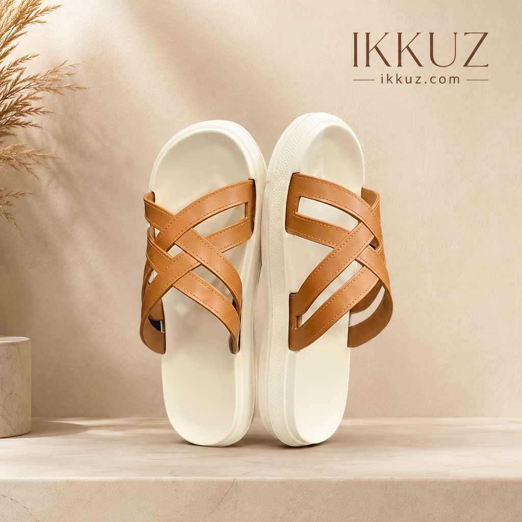 Women's UltraSoft EVA Cross Strap Slip-On Flip-Flops | Lightweight Casual Comfort Slippers