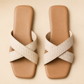 Luxe Weave Cross Slide Sandals
