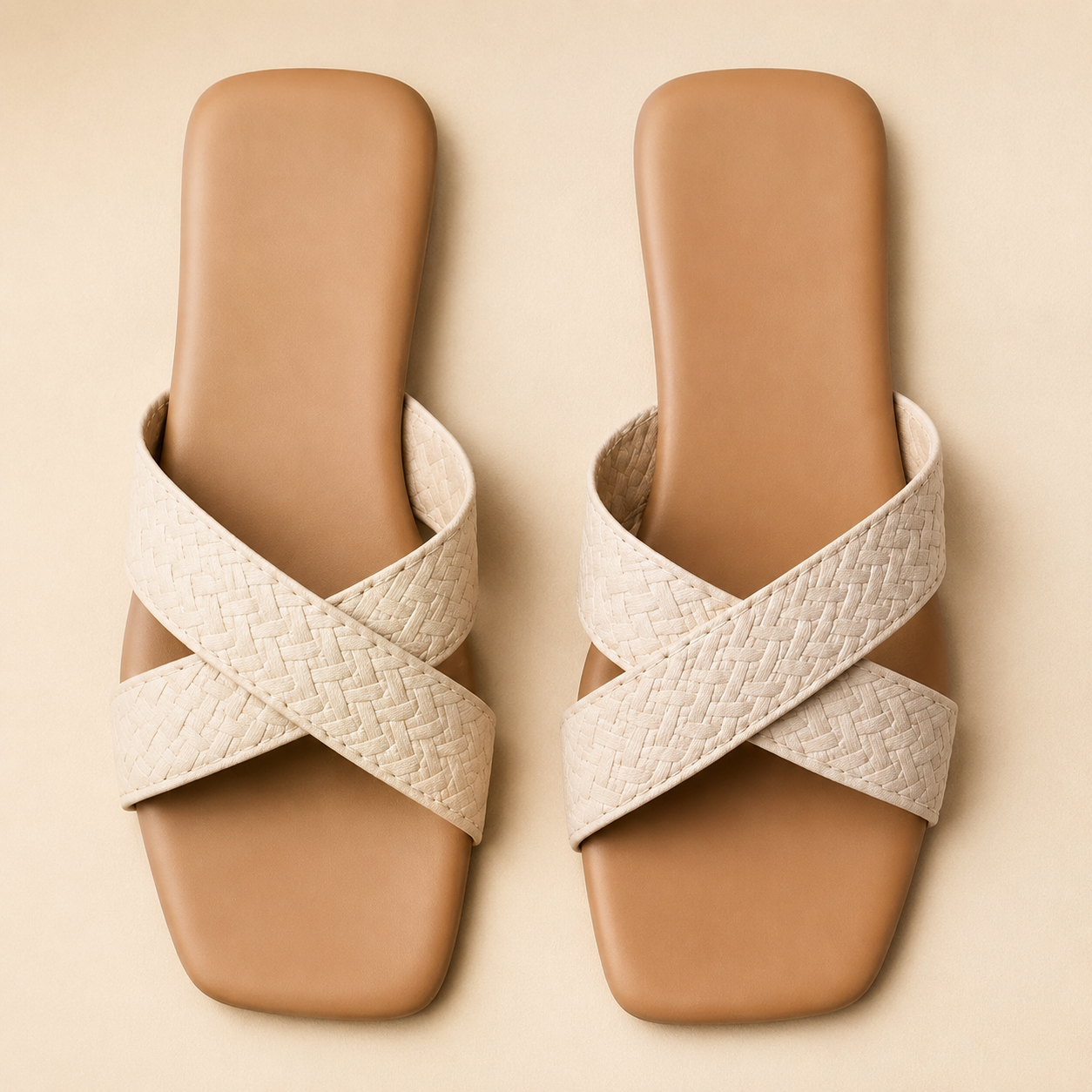 Luxe Weave Cross Slide Sandals