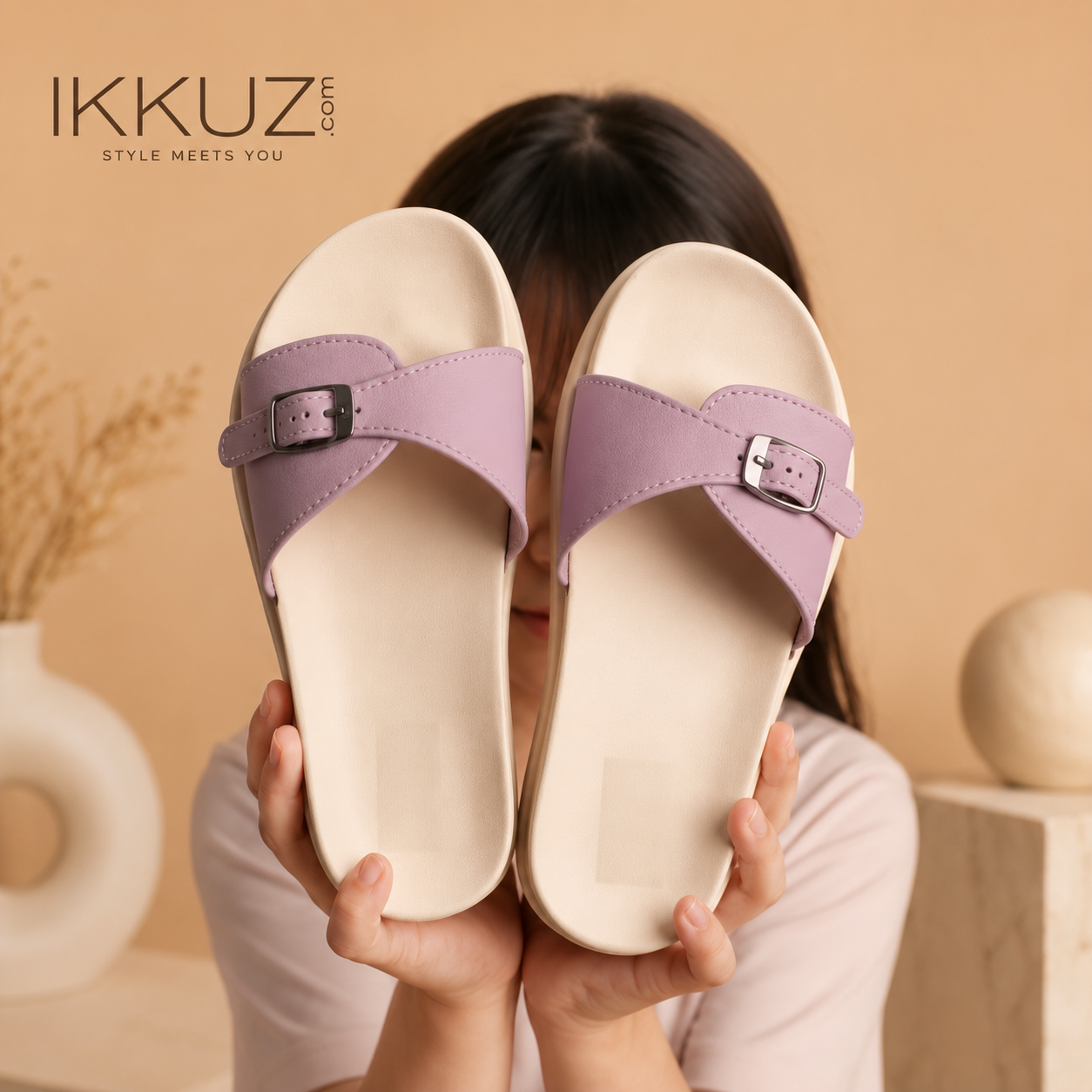 Aura Comfort Women's EVA Buckle Slide Slippers | Lightweight Flat Sandals | Daily Wear | Casual &amp; Party Comfort
