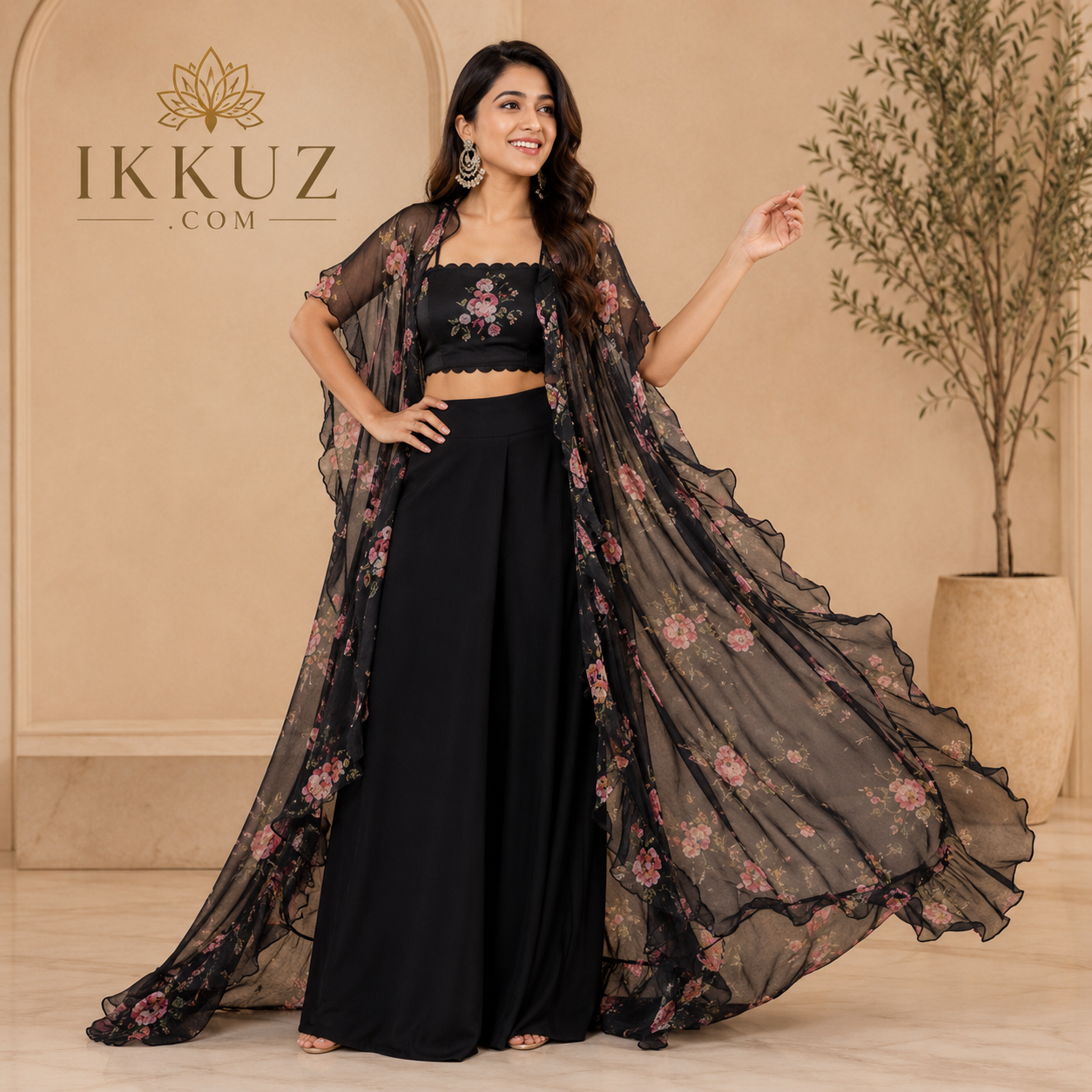 NoirFlora Premium Palazzo Co-Ord Set