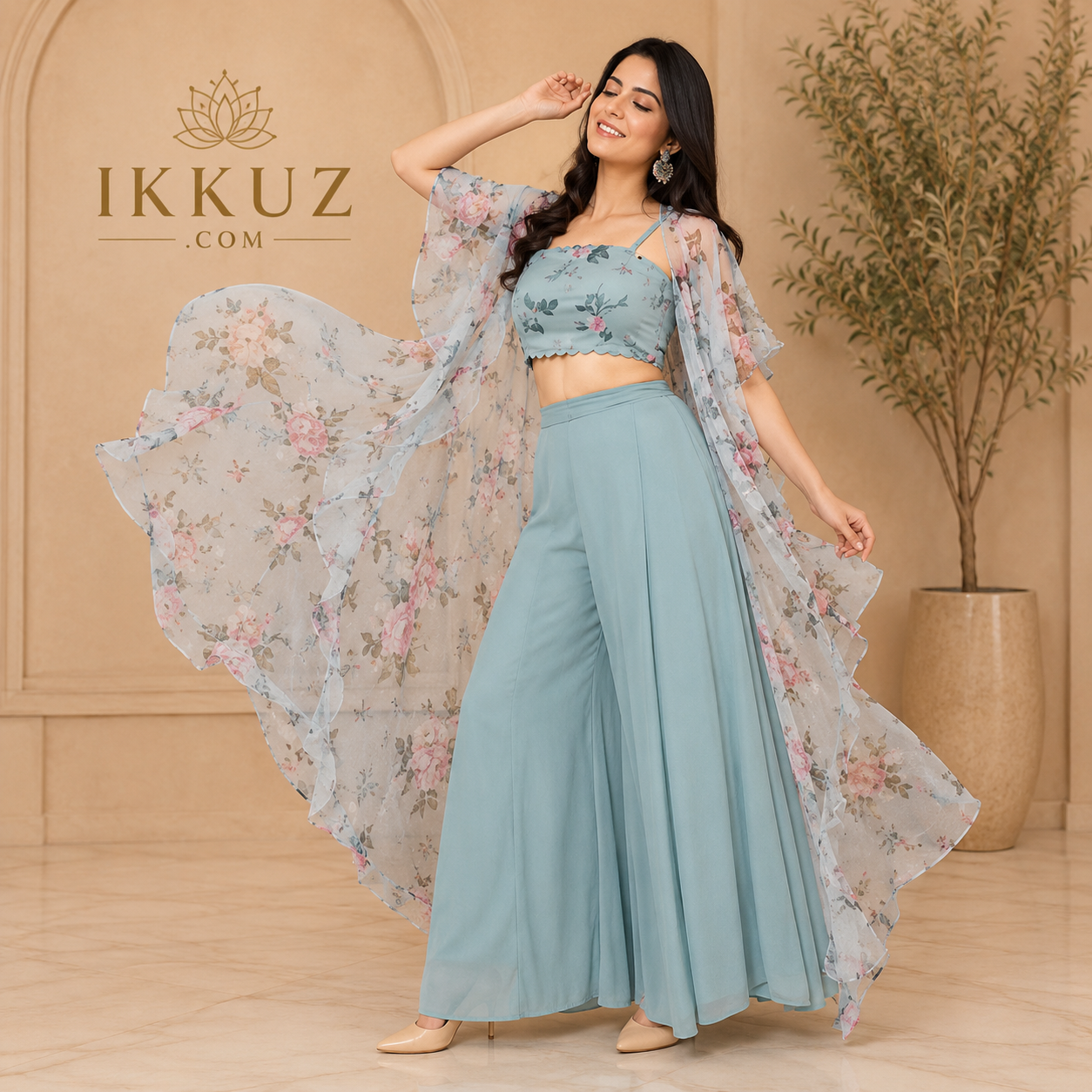NoirFlora Premium Palazzo Co-Ord Set