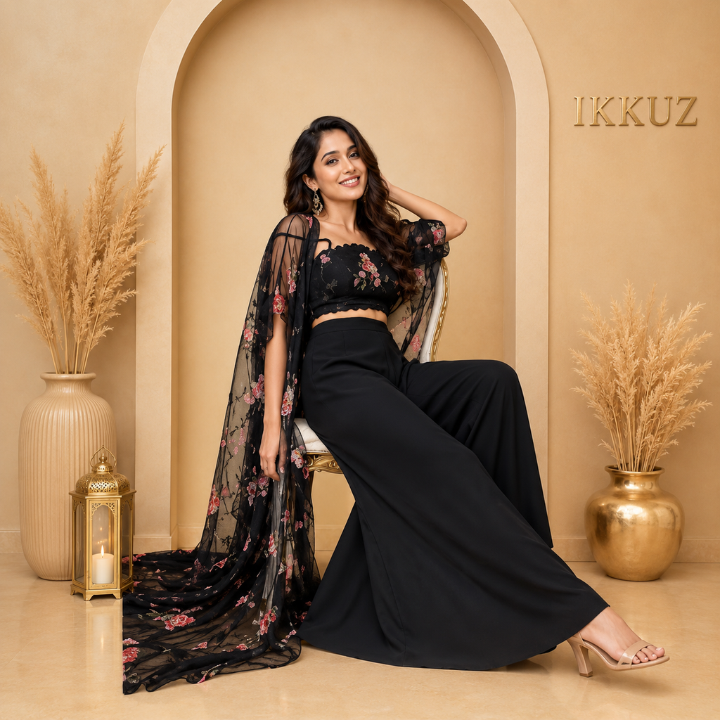 NoirFlora Premium Palazzo Co-Ord Set