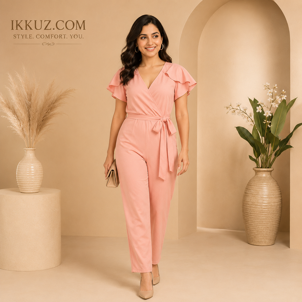 Women's Premium Beige Solid Lycra Jumpsuit