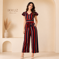 Elegance Multicolor Striped Pocket Jumpsuit for Women