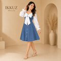 Women's Premium Denim Bow Mini Dress
