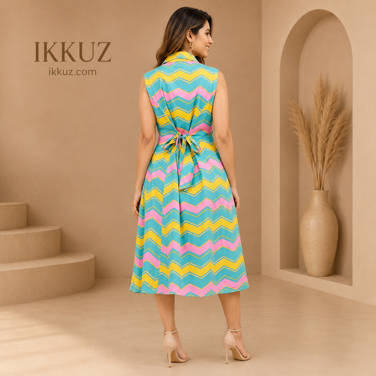 Women's Premium Printed Rayon Sleeveless Midi Dress