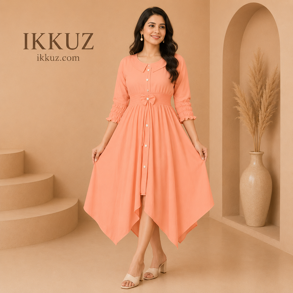 Women's Elegant Crepe A-Line Midi Dress